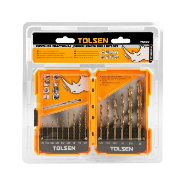 BROCAS TOLSEN HSS/M2,DIN338 15PCS 1/16"-3/8