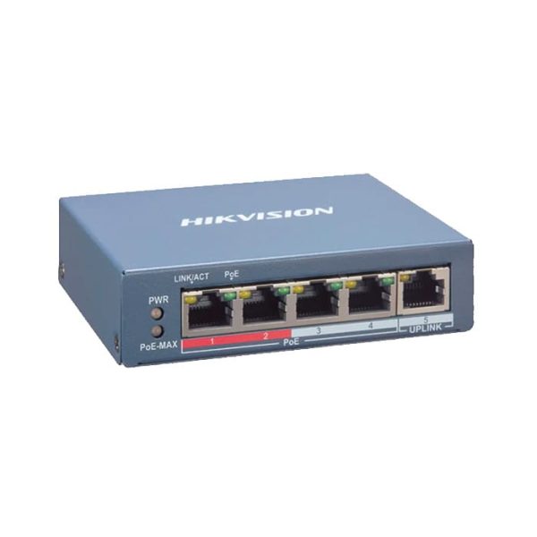 SWITCH HIKVISION POE 250 M POE 4 PUERTOS 802.3AT (30 W) 10/100 MBPS + 1 PUERTO UPLINK