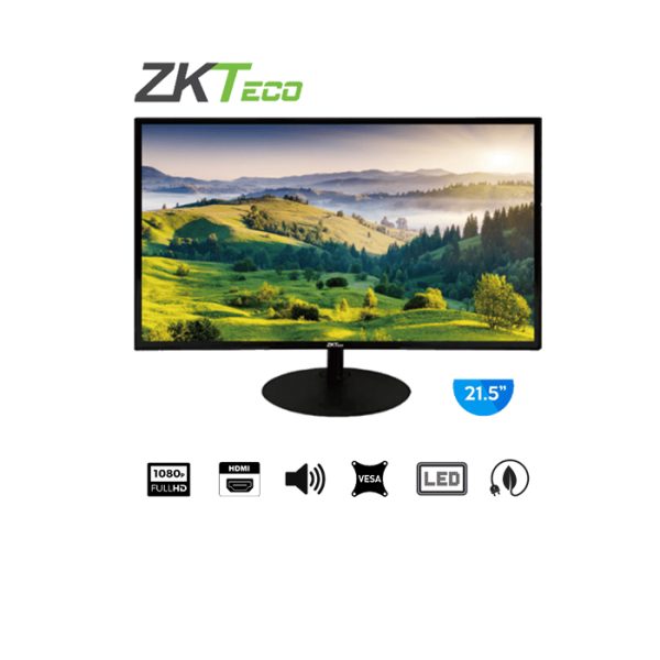 MONITOR LED FULL HD DE 21.5 PULGADAS , RESOLUCIÓN 1920 X 1080 , ENTRADA DE VIDEO HDMI Y VGA , ALTAVOCES INCORPORADOS ZKTECO