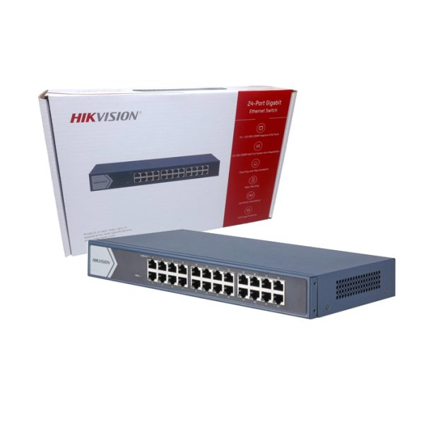 DS-3E0524-E(C)  SWITCH HIKVISION GIGABIT DS-3E0524-E(C) / 24 PUERTOS 10/100/1000 MBPS / MONTAJE RACK / (MDI/MDIX) METAL