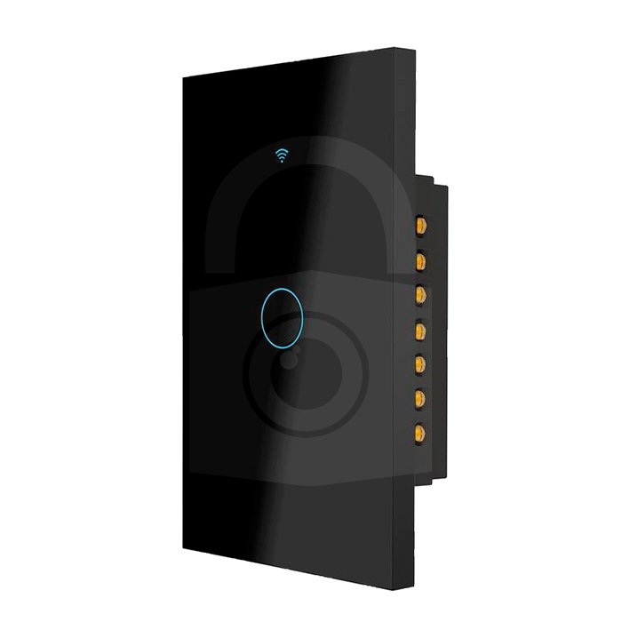 INTERRUPTOR TACTIL INTELIGENTE 1 CANAL WIFI COLOR NEGRO TECLAM APP TUYA SMART