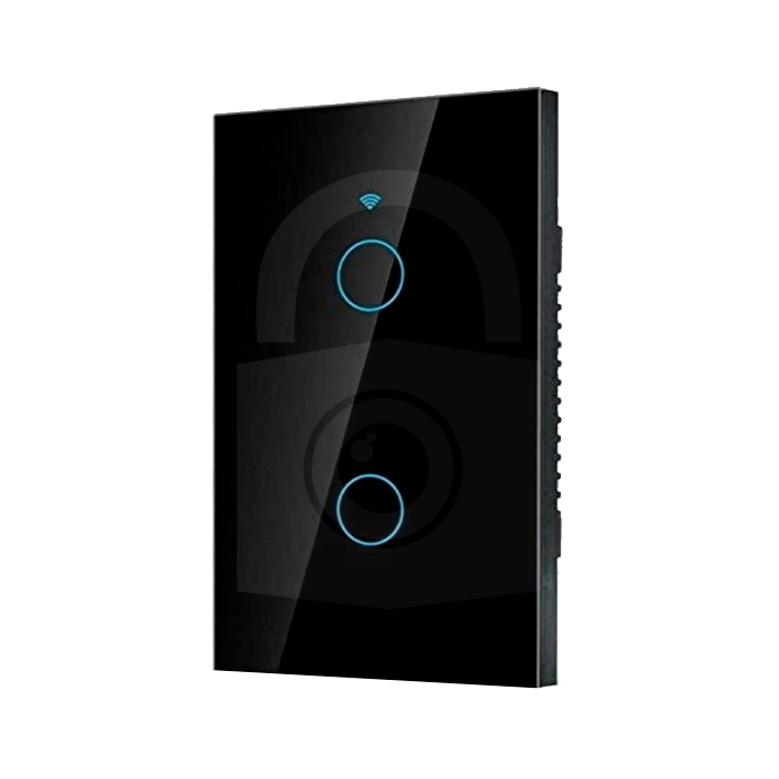 INTERRUPTOR TACTIL INTELIGENTE 2 CANAL WIFI COLOR NEGRO TECLAM