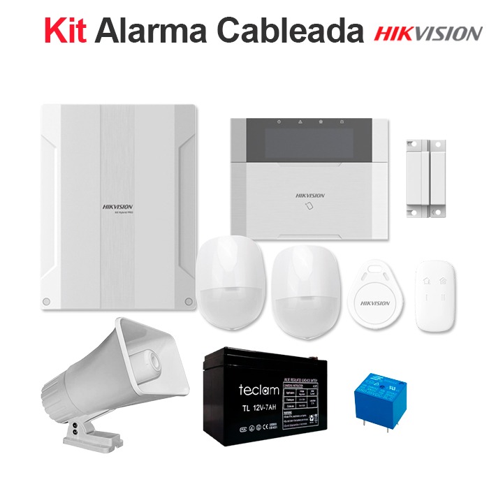 1 DS-PHA64-LP + 2 PIR DS-PDP18-EG2 + 1 DS-PK1-LRT-HWB + 1 DS-PKF1-WB + 1 DS-PD1-MC-WS + 1 A-850 + 1 TECHBAT7A + 1 RELA0005