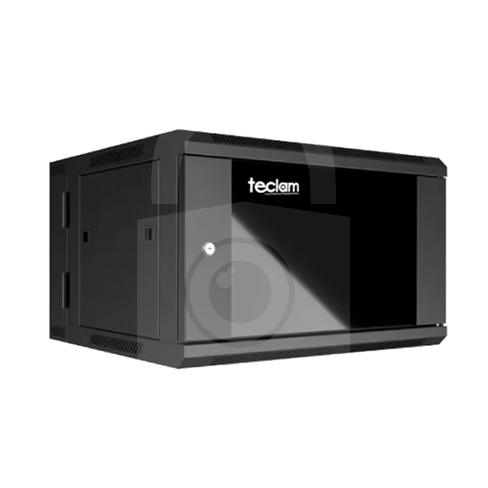 RACK 6UR CON PUERTA DE VIDRIO Y VENTILADOR 60CM ANCHO 50CM PROF 35CM ALTO