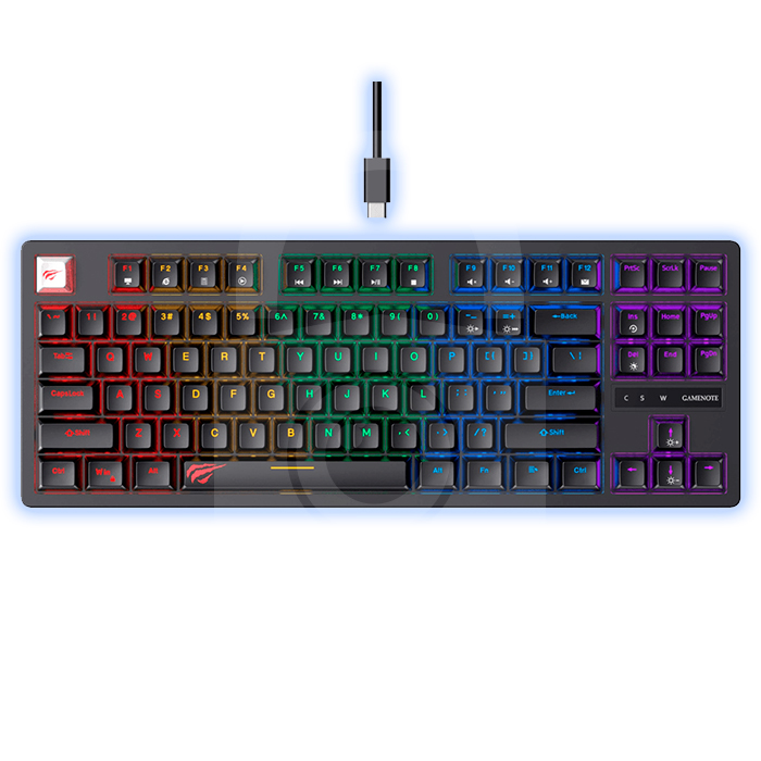 TECLADO MECANICO CON RESPUESTA TACTIL PRECISA ENTRADA C NEGRO HAVIT